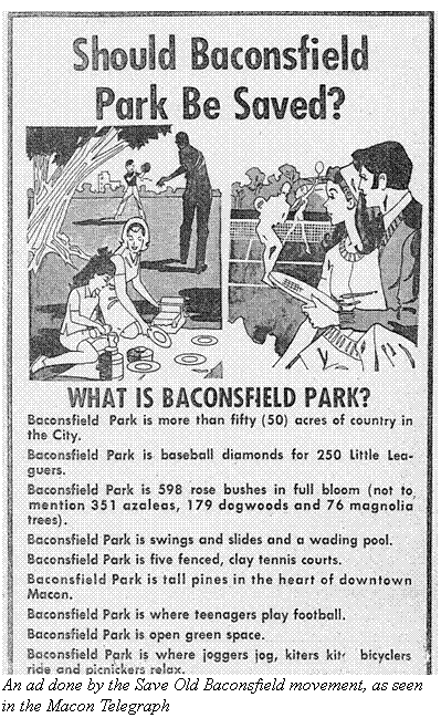 Text Box:  An ad done by the Save Old Baconsfield movement, as seen in the Macon Telegraph