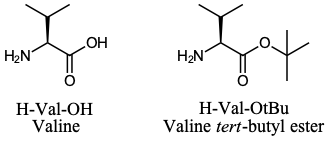 Figure 2. Amino acid compared to a tert-butyl protected amino acid.