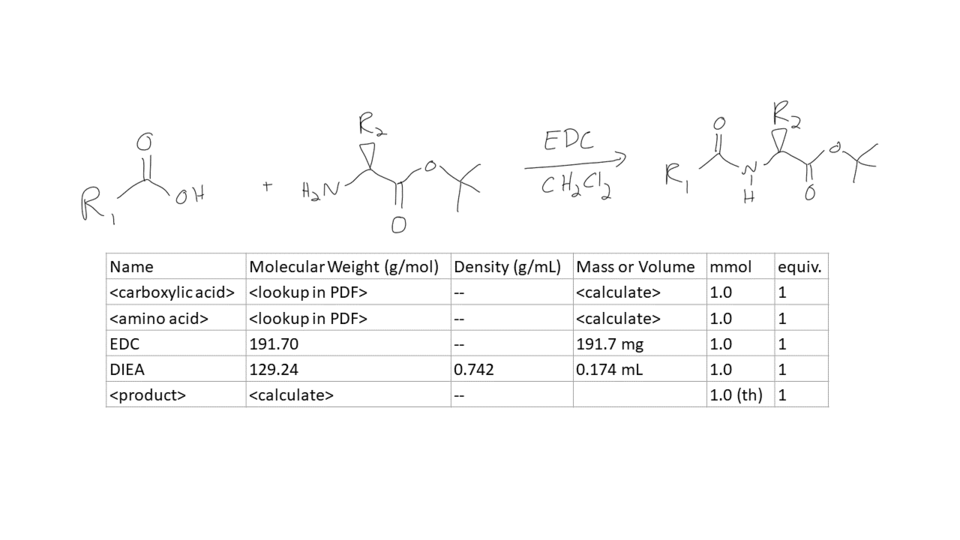 Figure 1. Reaction Scheme and Table Template