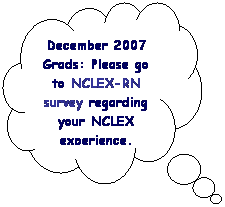 Cloud Callout: December 2007 Grads: Please go to NCLEX-RN survey regarding your NCLEX experience. Thanks in advance!
